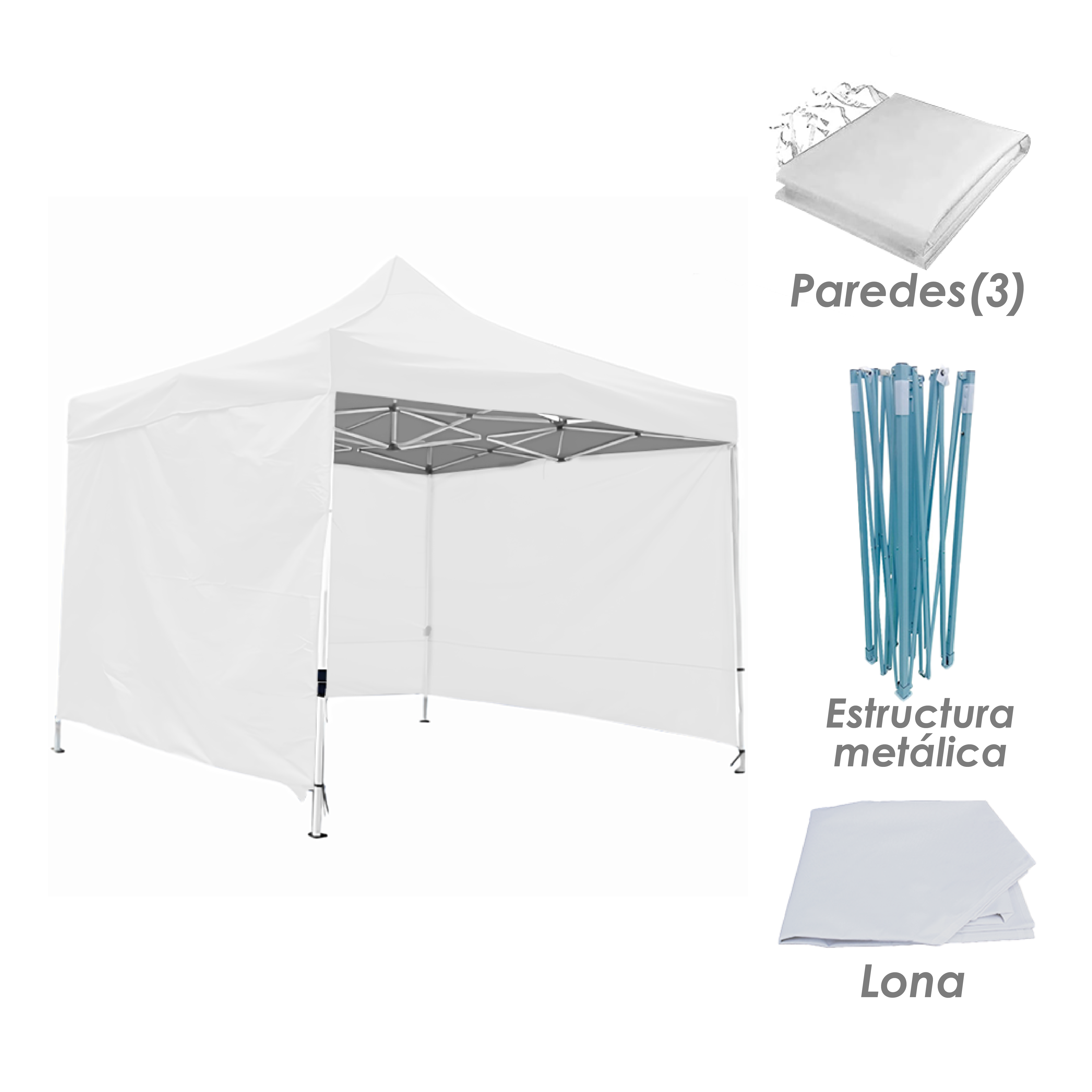 Foto 3 | Toldo Plegable Ilios Innova Con Paredes 3x3 Blanco
