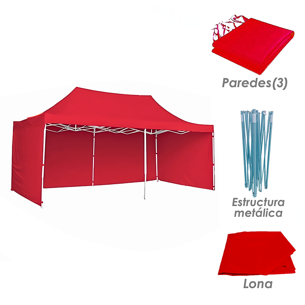 Foto 4 pulgar | Toldo Plegable Ilios Innova Con Paredes 3x6 Rojo