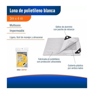 Foto 2 | Lona de Polietileno Eo Safe Imports ESI-17280 Blanco 3 x 4 m