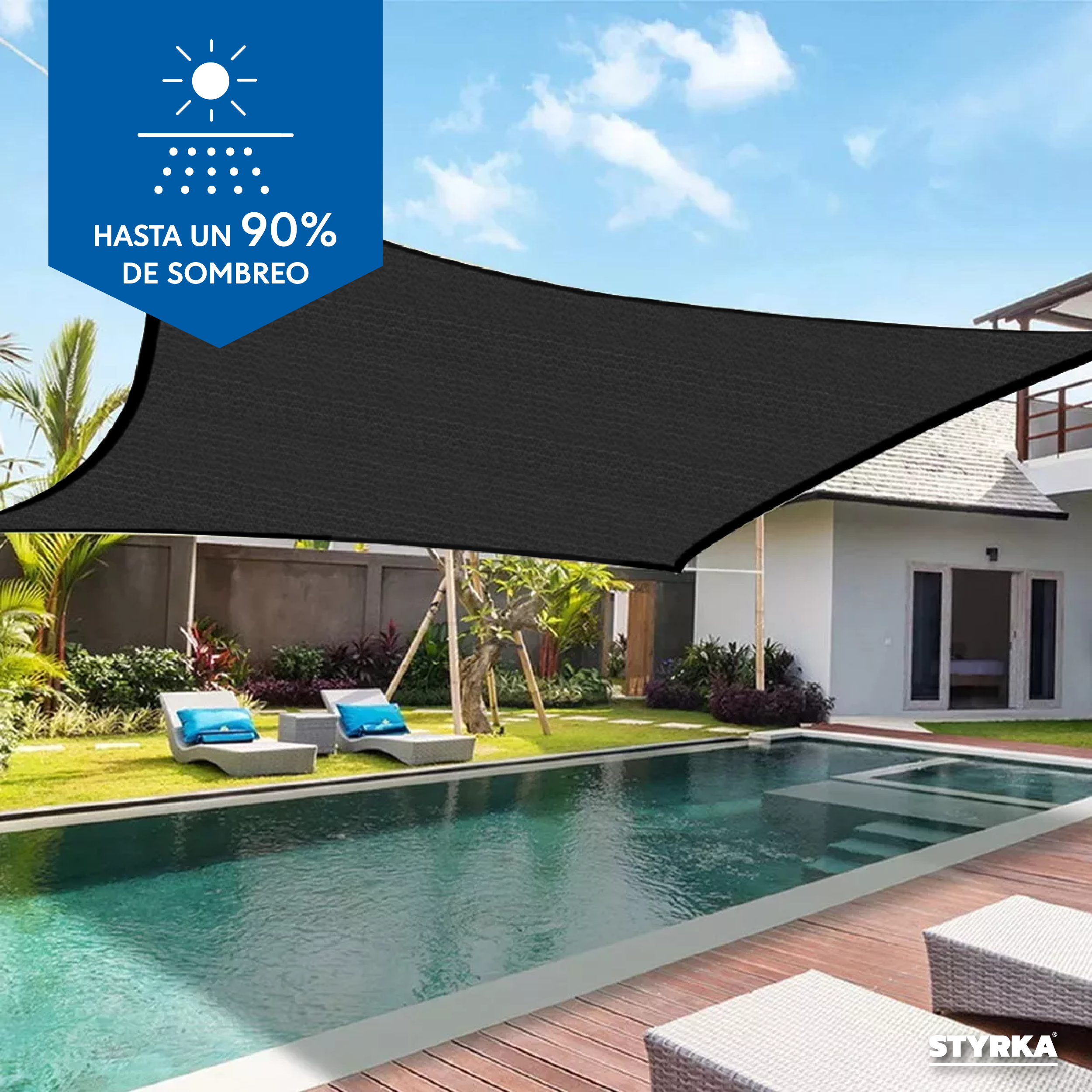 Foto 6 | Malla Sombra Styrka Raschel 90% 3x4 M Color Negro