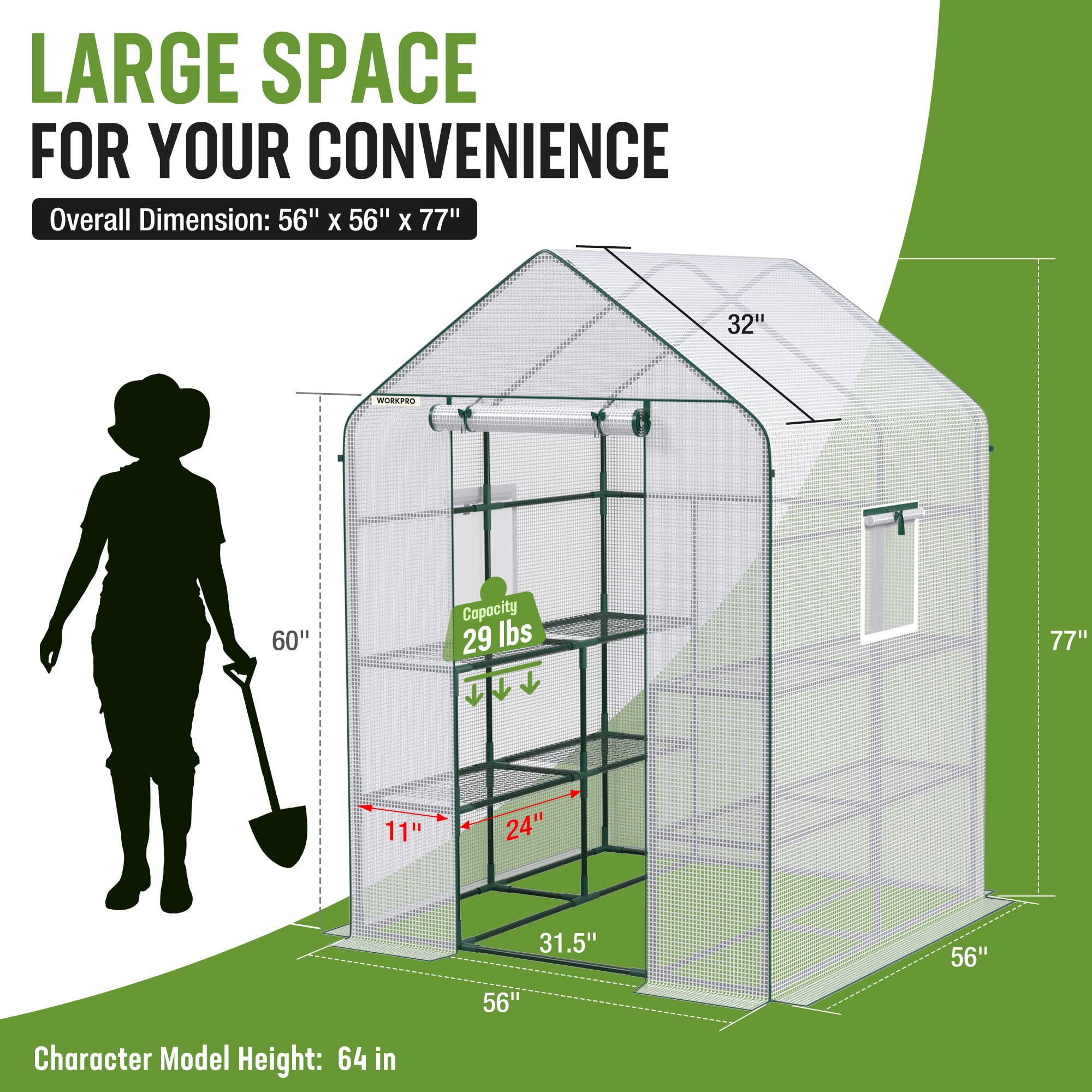 Foto 3 pulgar | Greenhouse Workpro 142 Cm X 142 Cm X 196 Cm, 3 Niveles Y 8 Estantes - Venta Internacional.