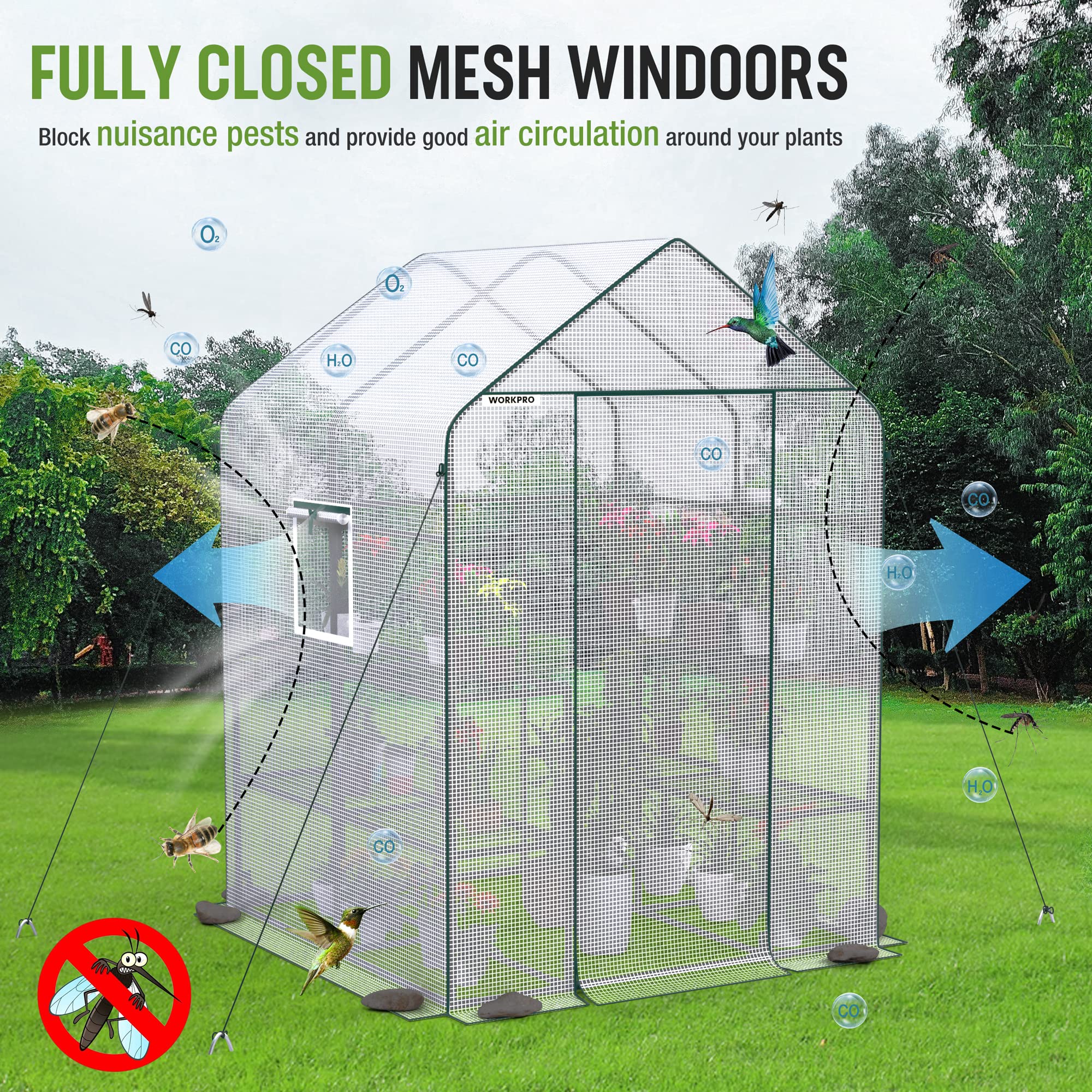 Foto 6 pulgar | Greenhouse Workpro 142 Cm X 142 Cm X 196 Cm, 3 Niveles Y 8 Estantes - Venta Internacional.