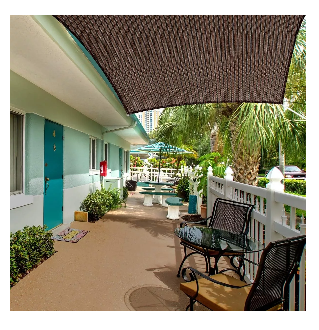 Foto 4 | Malla Sombra 3*4 M 90% Raschel Para Jardin Reforzada Espesar Cafe