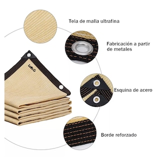 Foto 2 | Malla Sombra Exteriores Con Cuerda Lab.g 6 X 4 M 95% Uv Beige
