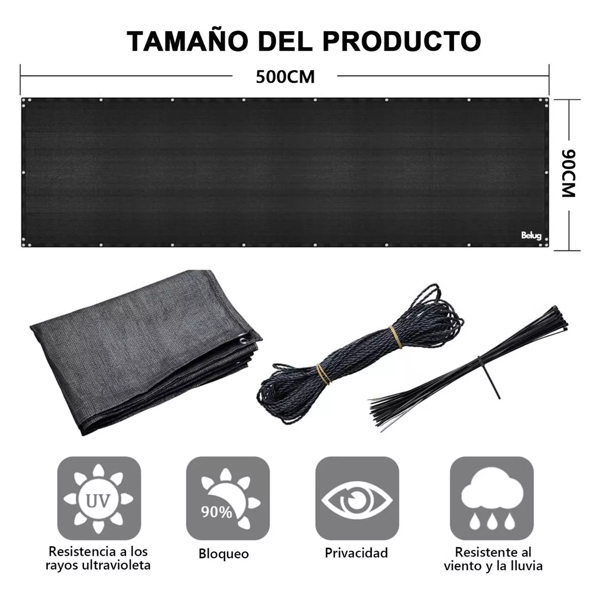 Foto 4 pulgar | Cubierta De Valla De Pantalla De Privacidad Para Balcón 5 M Belug Negro