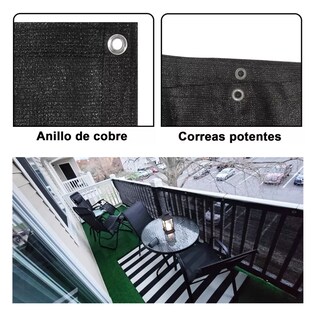 Foto 4 | Cubierta De Valla De Pantalla De Privacidad Para Balcón 5 M Belug Negro