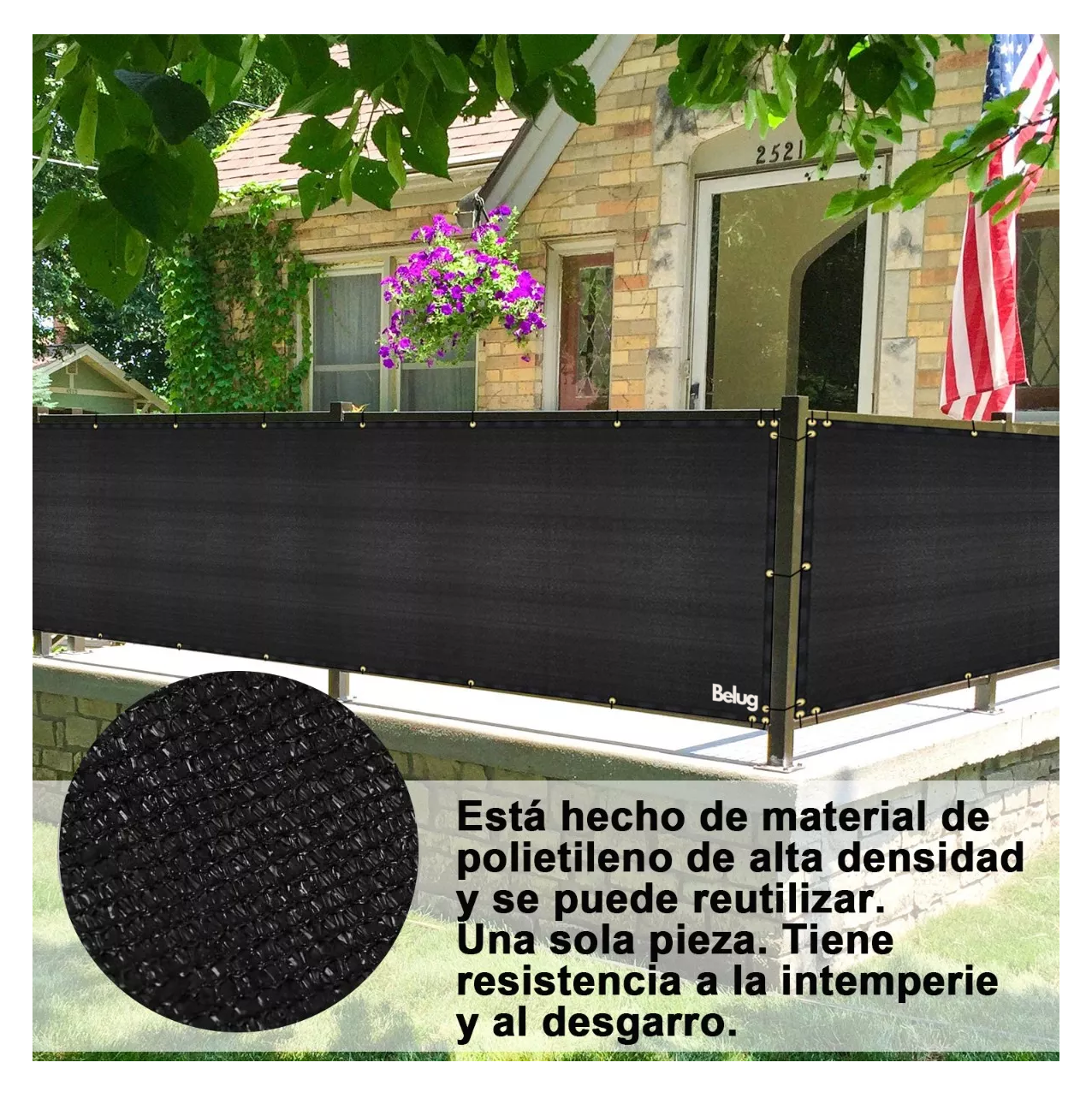 Foto 6 pulgar | Cubierta De Valla De Pantalla De Privacidad Para Balcón 5 M Belug Negro