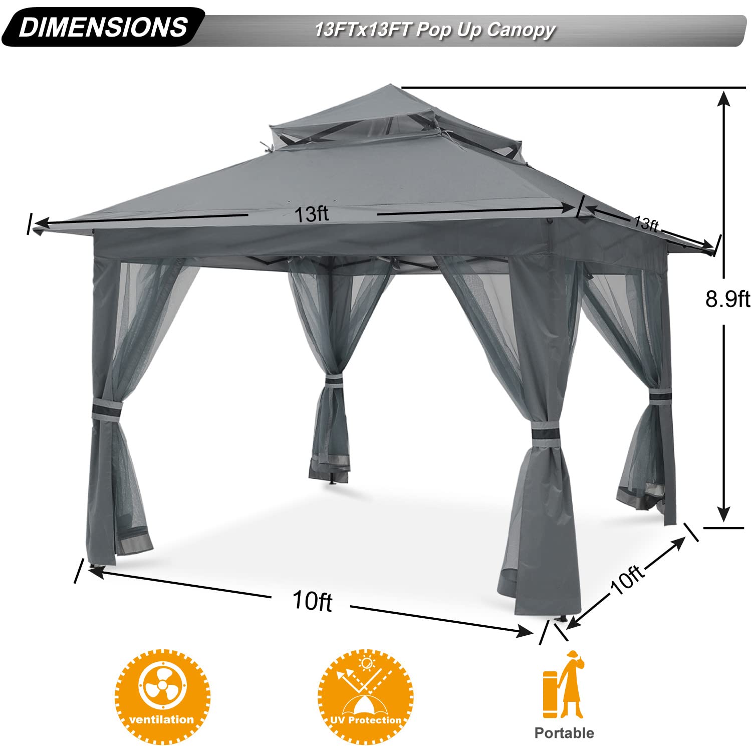 Foto 5 pulgar | Toldo Plegable Para Exteriores Gazebo Abccanopy De 4 X 4 M Con Mosquitera - Venta Internacional.