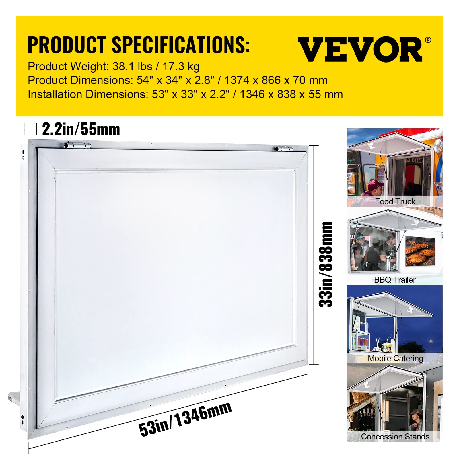 Foto 5 pulgar | Ventana De Concesión Vevor Para Camión De Comida Con Cierre De Horquilla De Doble Punto - Venta Internacional.