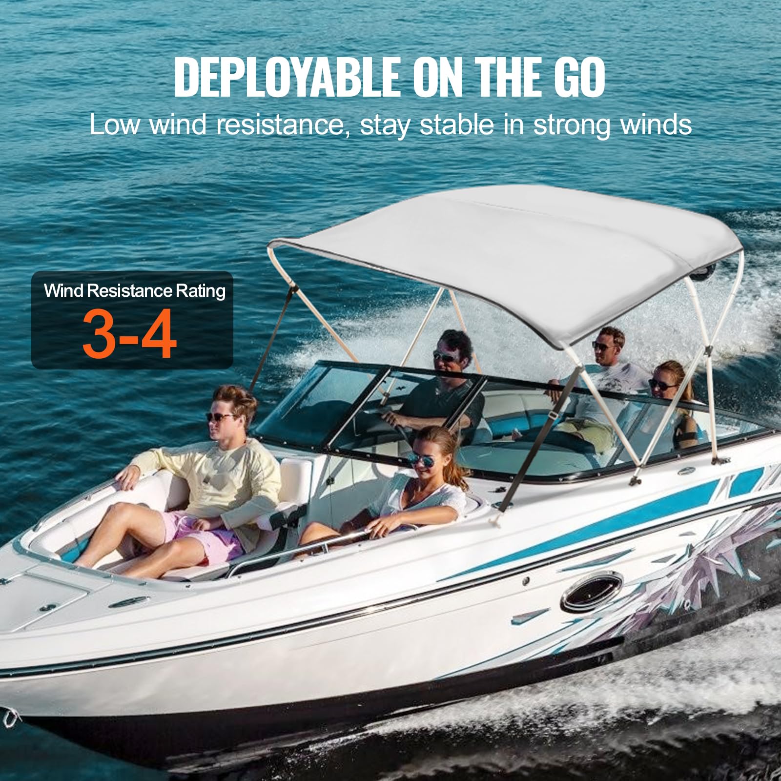 Foto 4 | Funda Bimini Top Boat Vevor 3 Bow De 6 Pies X 1,4 M X 1,5-1,7 M - Venta Internacional.