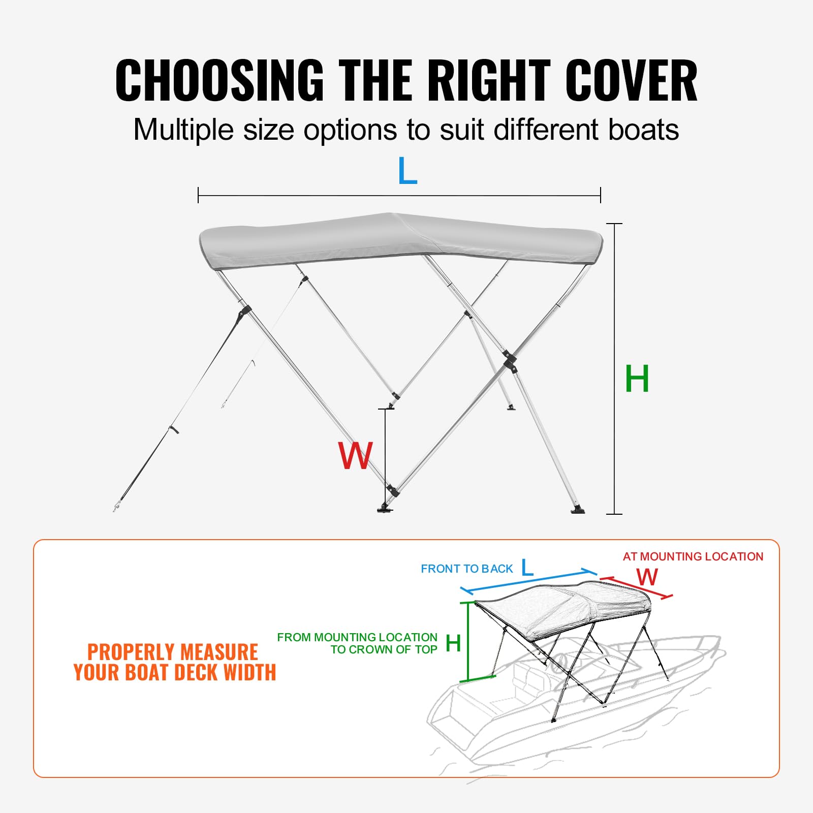 Foto 7 pulgar | Funda Bimini Top Boat Vevor 3 Bow De 6 Pies X 1,4 M X 1,5-1,7 M - Venta Internacional.