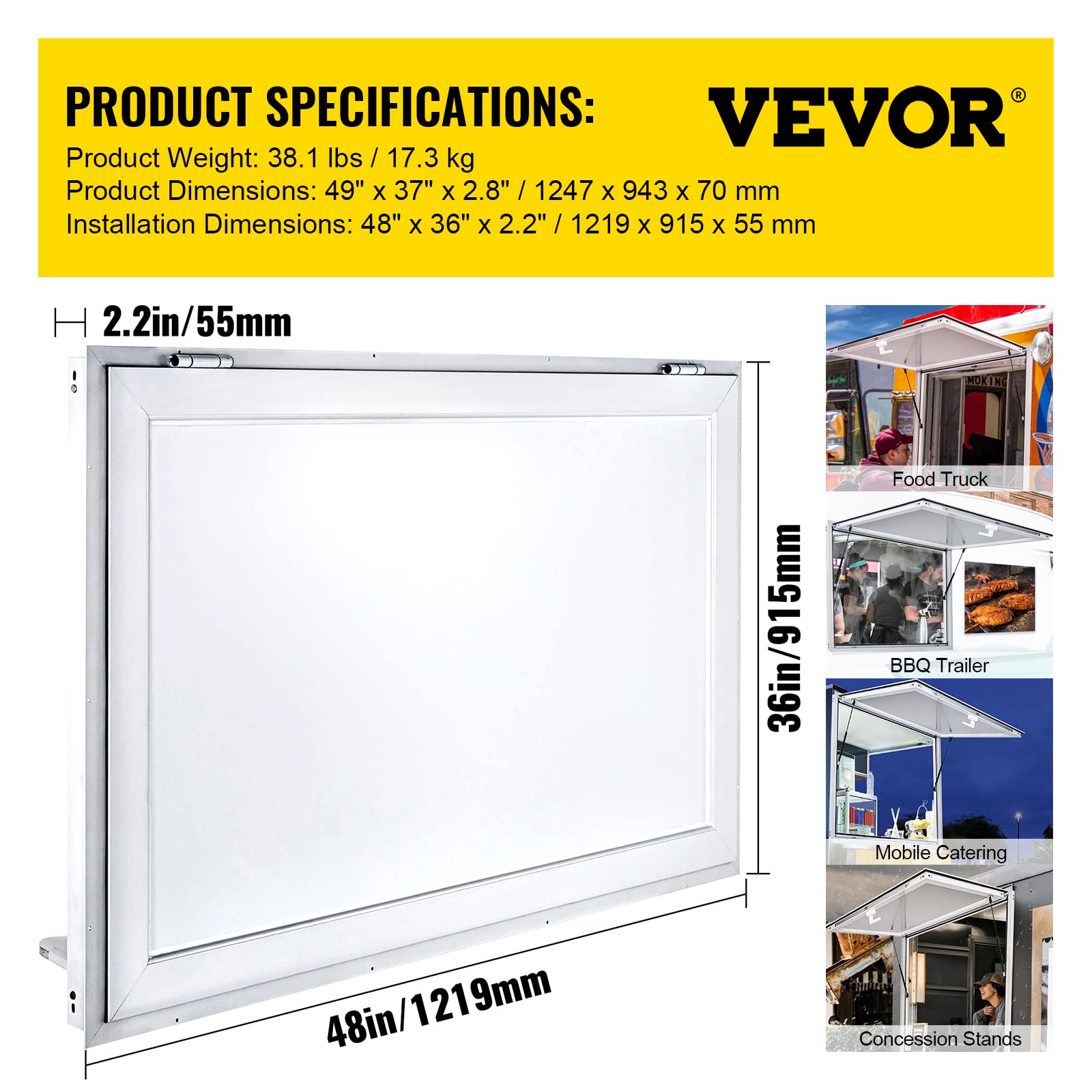 Foto 5 pulgar | Ventana Vevor Para Food Truck 122 X 91 Cm Con Toldo - Venta Internacional.