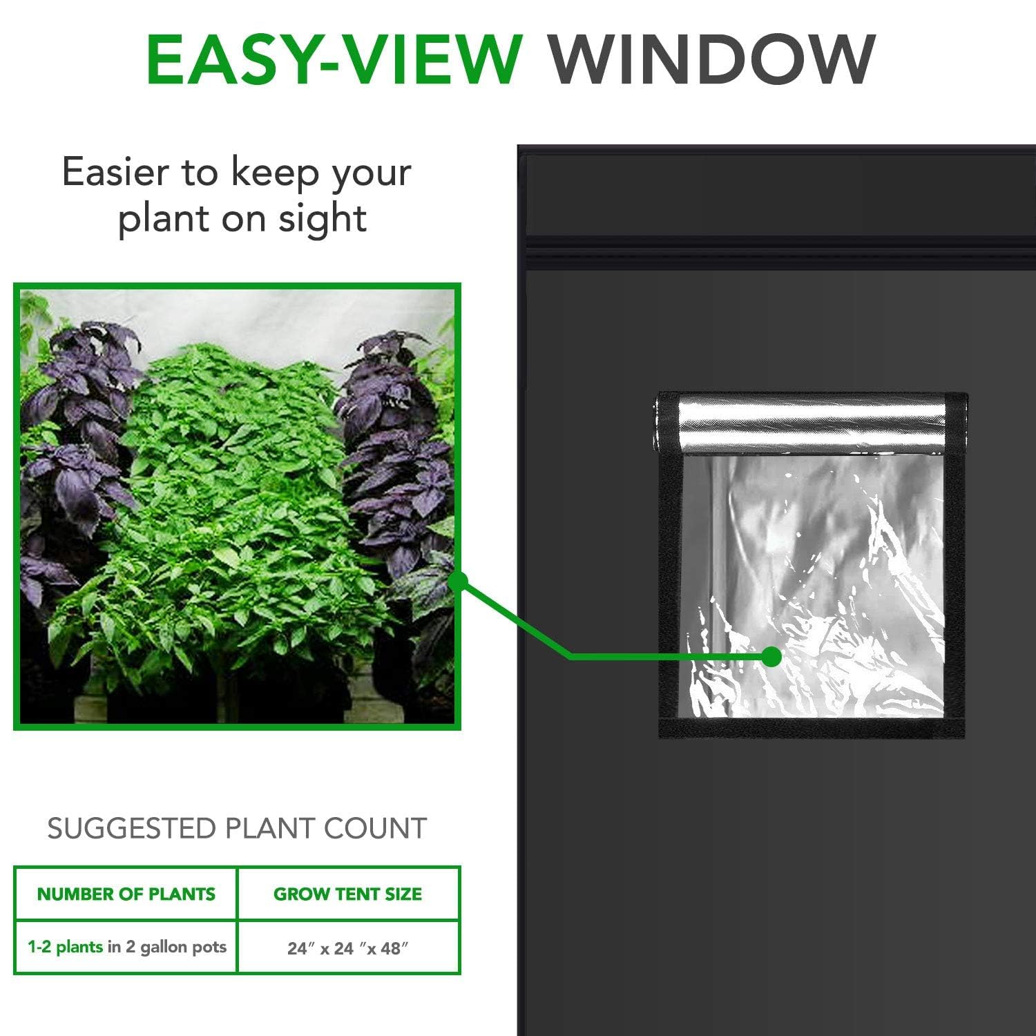 Foto 4 | Carpa De Cultivo Hidropónica Ipower, 60 X 60 X 120 Cm, Resistente Al Agua, Color Negro - Venta Internacional.