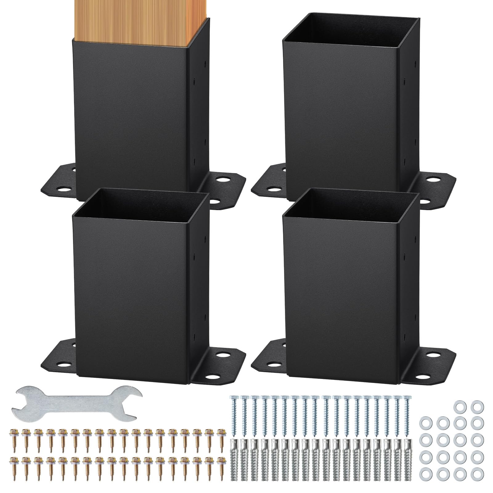 Soportes Para Postes Vevor 4x4, 3,6 X 3,6 Pulgadas, Acero Al Carbono, 4 Unidades - Venta Internacional.