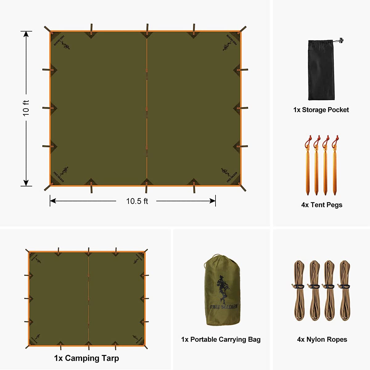 Foto 3 pulgar | Tarp Free Soldier, Impermeable Y Portátil Para Acampar (marrón) - Venta Internacional.