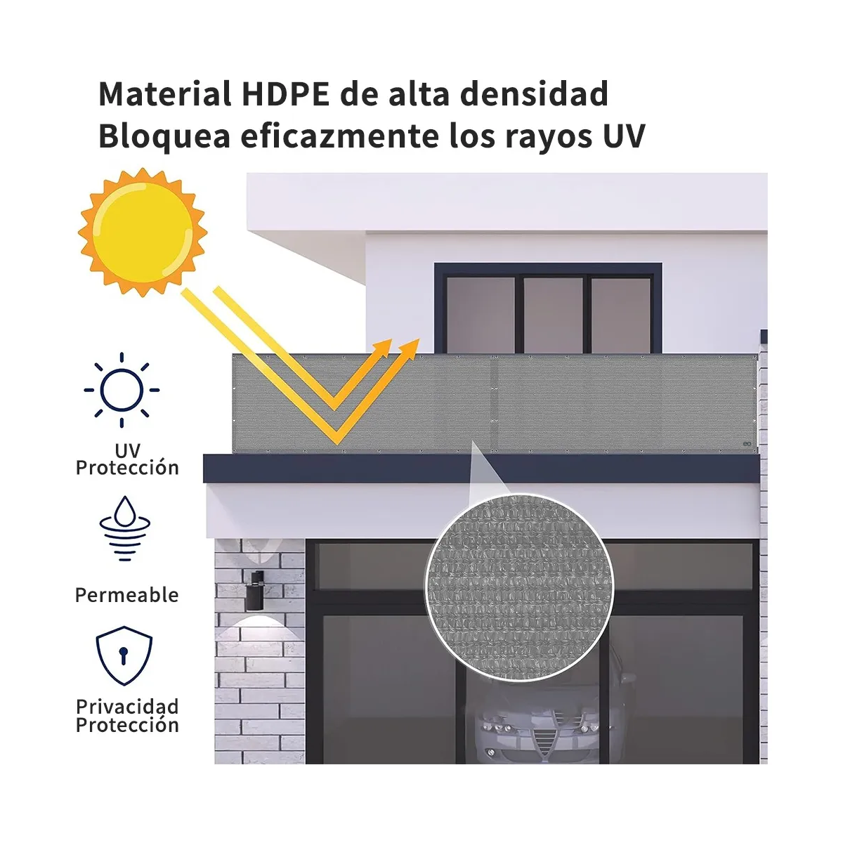 Foto 3 pulgar | Cubierta De Valla Pantalla De Privacidad Para Balcón 6m Eo Safe Imports Esi-19892 Gris