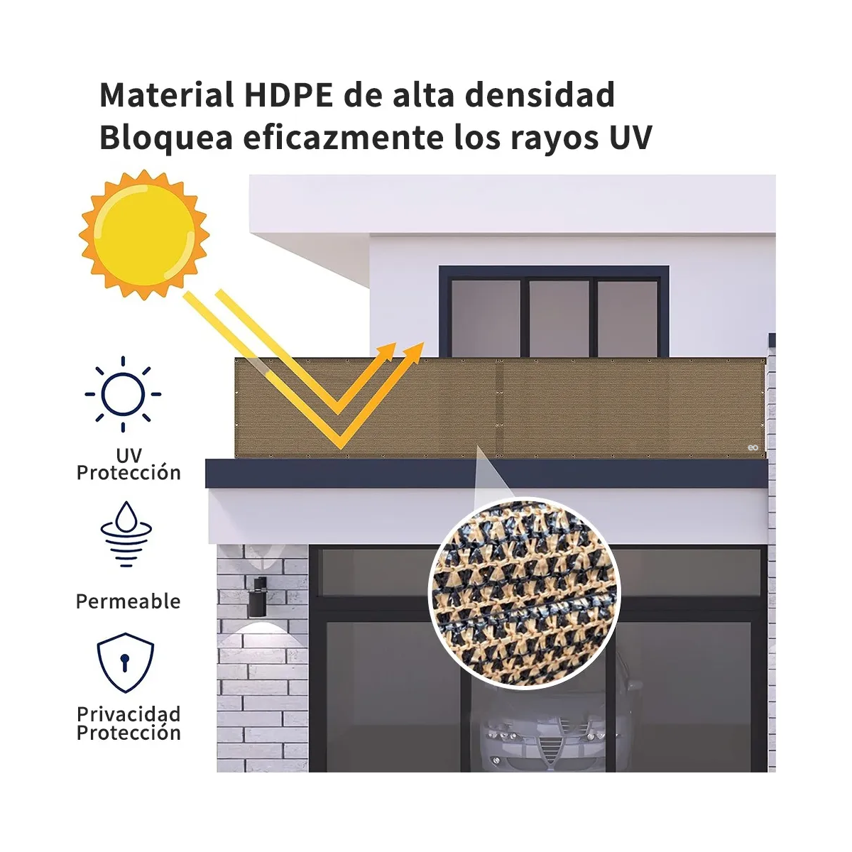 Foto 3 pulgar | Cubierta De Valla Pantalla De Privacidad Para Balcón 6m Eo Safe Imports Esi-19893 Marron