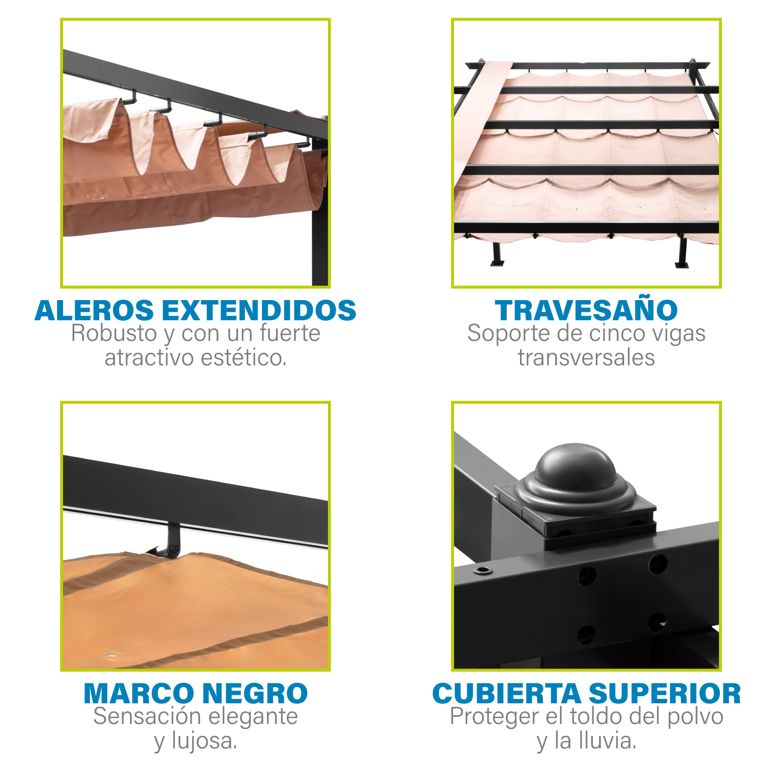Foto 5 pulgar | Toldo Pergola Onof Carpa Exterior Retractil Proteccion Uv