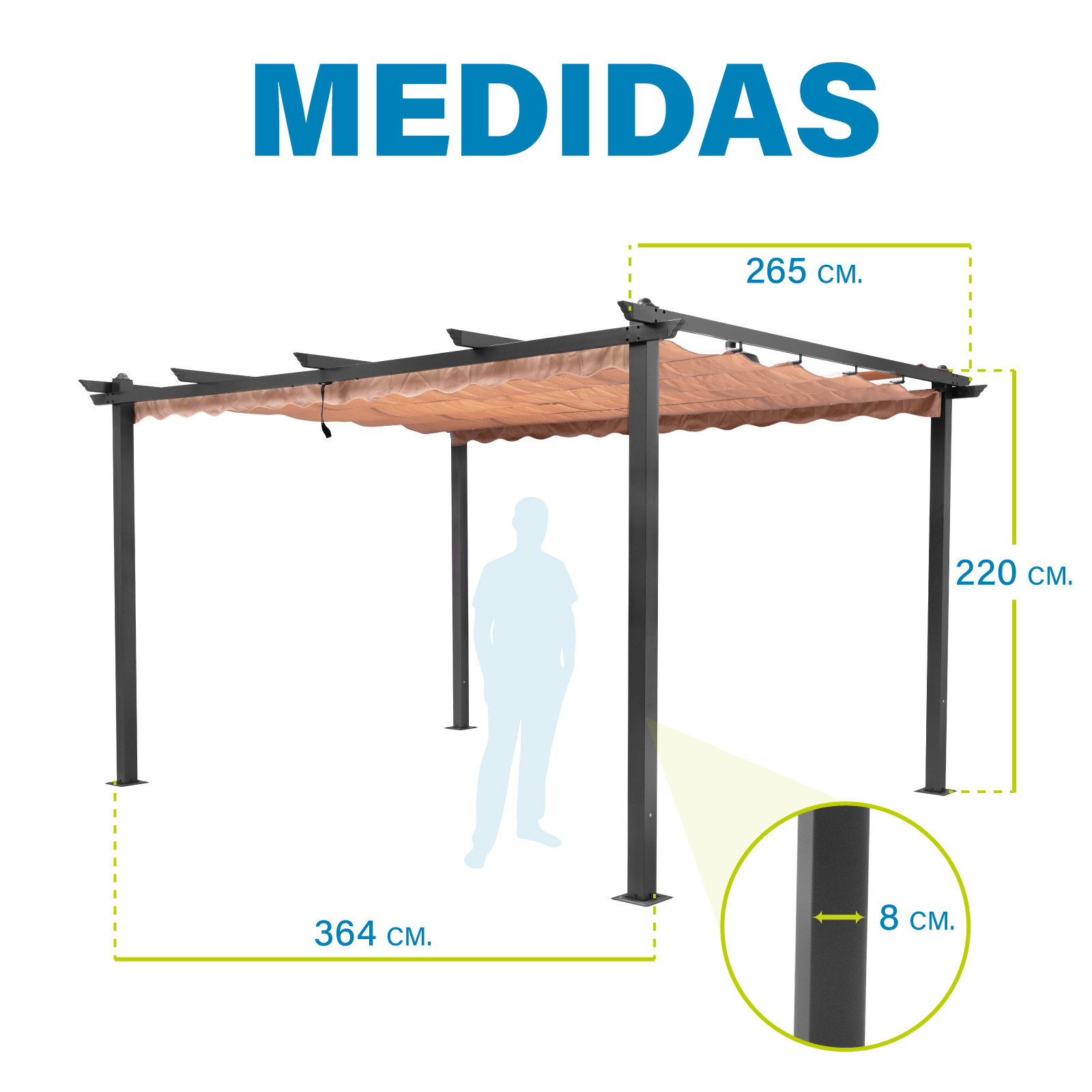 Foto 8 pulgar | Toldo Pergola Onof Carpa Exterior Retractil Proteccion Uv