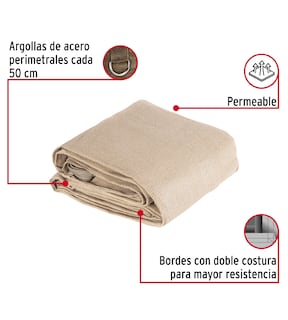 Foto 2 | Toldo Sombra Raschel 80% 6 M X 4 M Beige Fiero