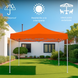 Foto 3 | Ilios Innova | Toldo Plegable Naranja 2x2 Impermeable Y Resistente Al Clima Con Estructura De Hierro Y Tela Oxford.