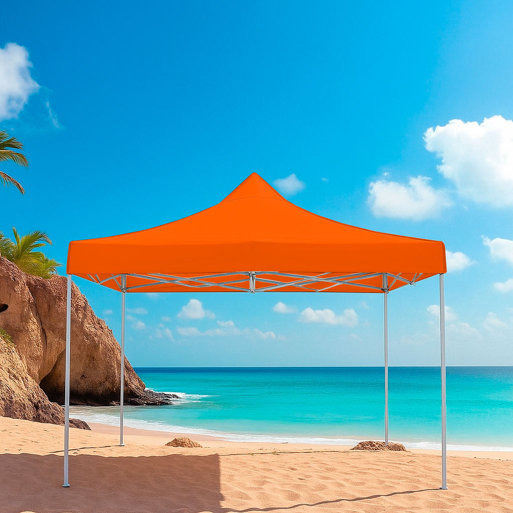 Foto 6 pulgar | Ilios Innova | Toldo Plegable Naranja 2x2  Impermeable Y Resistente Al Clima Con Estructura De Hierro Y Tela Oxford.