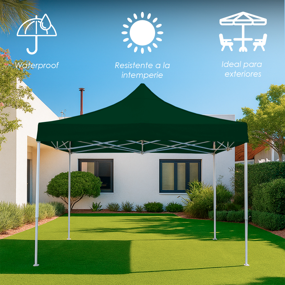 Foto 4 pulgar | Ilios Innova | Toldo Plegable Verde 2x2  Impermeable Y Resistente Al Clima Con Estructura De Hierro Y Tela Oxford.