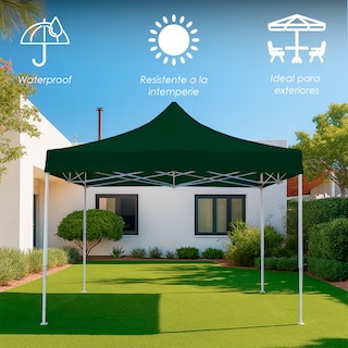 Foto 3 | Ilios Innova | Toldo Plegable Verde 2x2 Impermeable Y Resistente Al Clima Con Estructura De Hierro Y Tela Oxford.