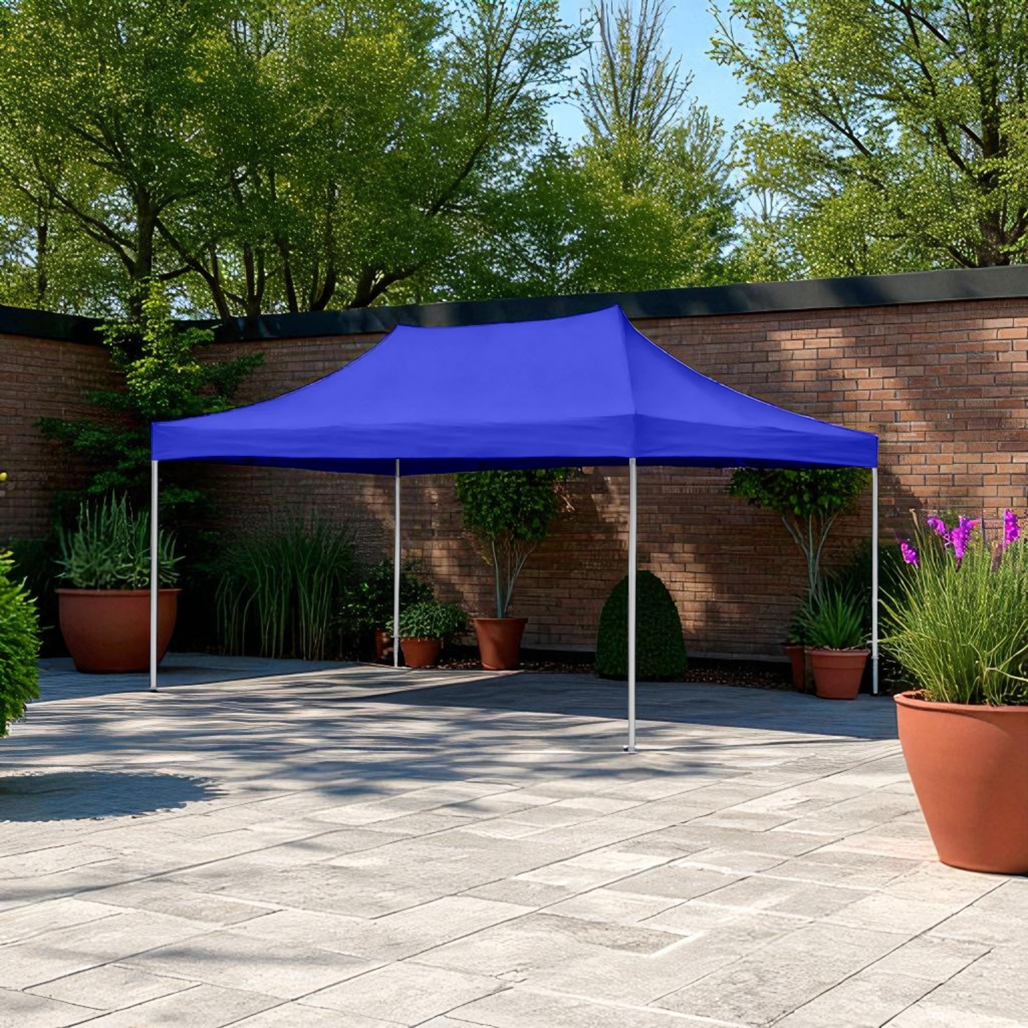 Foto 6 pulgar | Ilios Innova | Toldo Plegable Azul 3x4.5  Impermeable Y Resistente Al Clima Con Estructura De Hierro Y Tela Oxford.