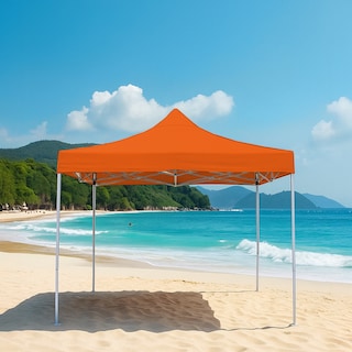 Foto 3 | Ilios Innova | Toldo Plegable Naranja 3x3 Impermeable Y Resistente Al Clima Con Estructura De Hierro Y Tela Oxford.