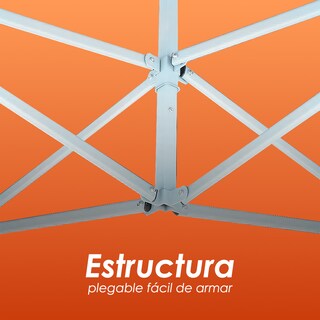 Foto 7 | Ilios Innova | Toldo Plegable Naranja 3x3 Impermeable Y Resistente Al Clima Con Estructura De Hierro Y Tela Oxford.