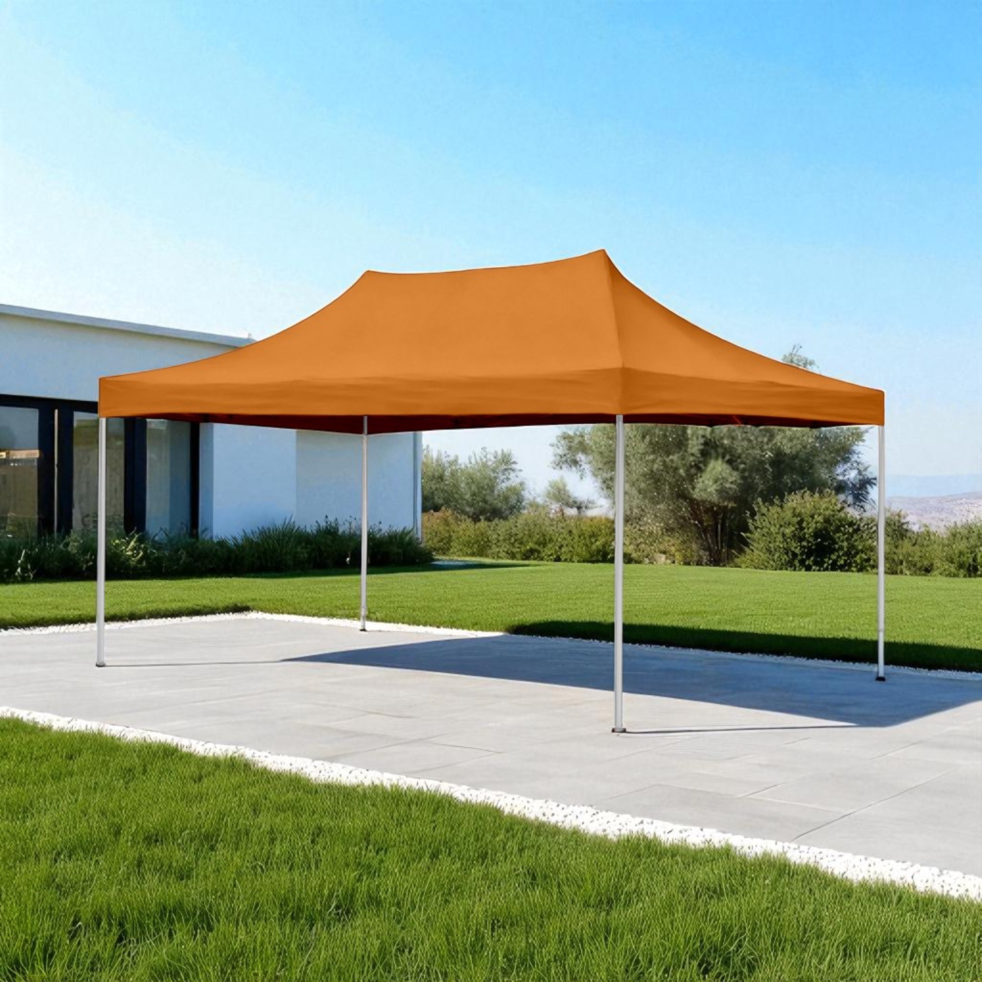 Foto 6 pulgar | Ilios Innova | Toldo Plegable Naranja 3x4.5  Impermeable Y Resistente Al Clima Con Estructura De Hierro Y Tela Oxford.