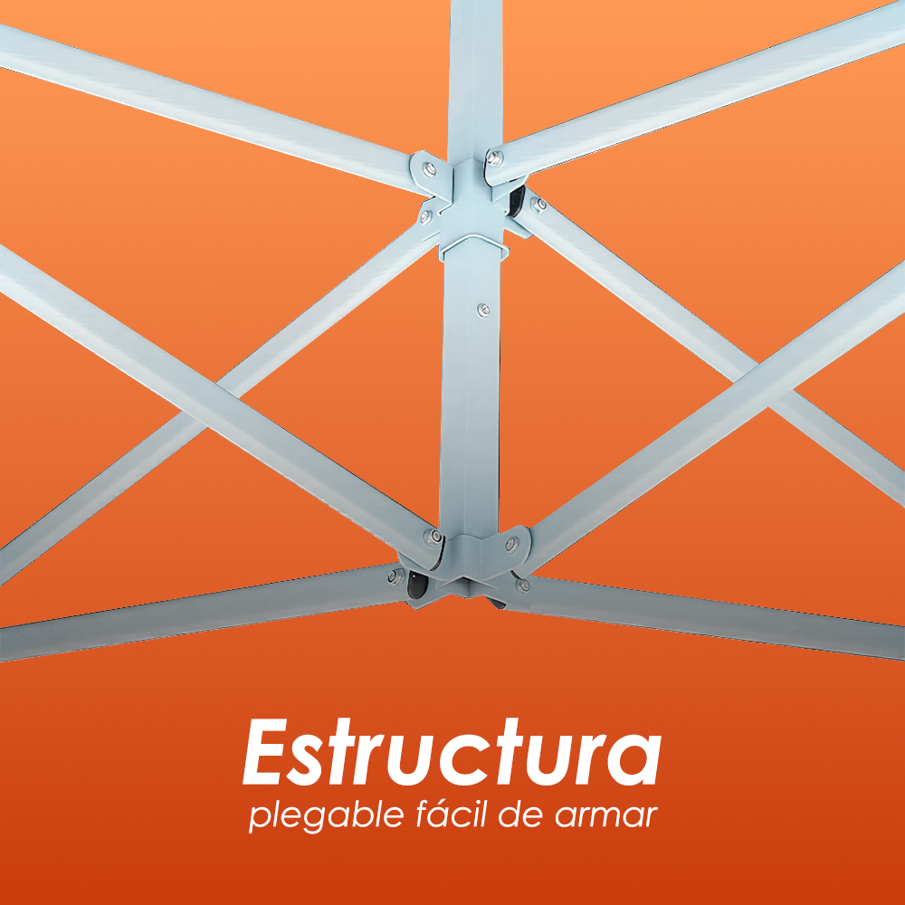 Foto 8 pulgar | Ilios Innova | Toldo Plegable Naranja 3x4.5  Impermeable Y Resistente Al Clima Con Estructura De Hierro Y Tela Oxford.