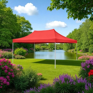 Foto 4 | Ilios Innova | Toldo Plegable Rojo 3x4.5 Impermeable Y Resistente Al Clima Con Estructura De Hierro Y Tela Oxford.