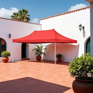 Foto 5 | Ilios Innova | Toldo Plegable Rojo 3x4.5 Impermeable Y Resistente Al Clima Con Estructura De Hierro Y Tela Oxford.