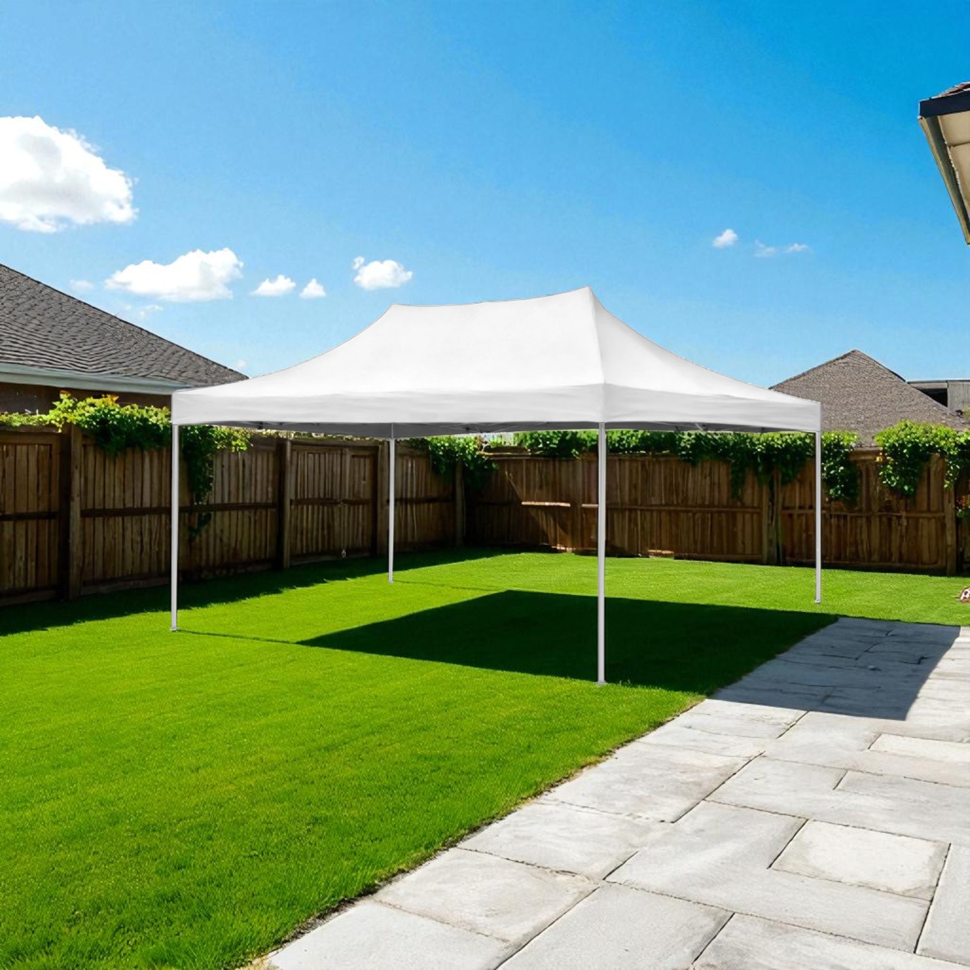 Foto 5 | Ilios Innova | Toldo Plegable Blanco 3x4.5  Impermeable Y Resistente Al Clima Con Estructura De Hierro Y Tela Oxford.