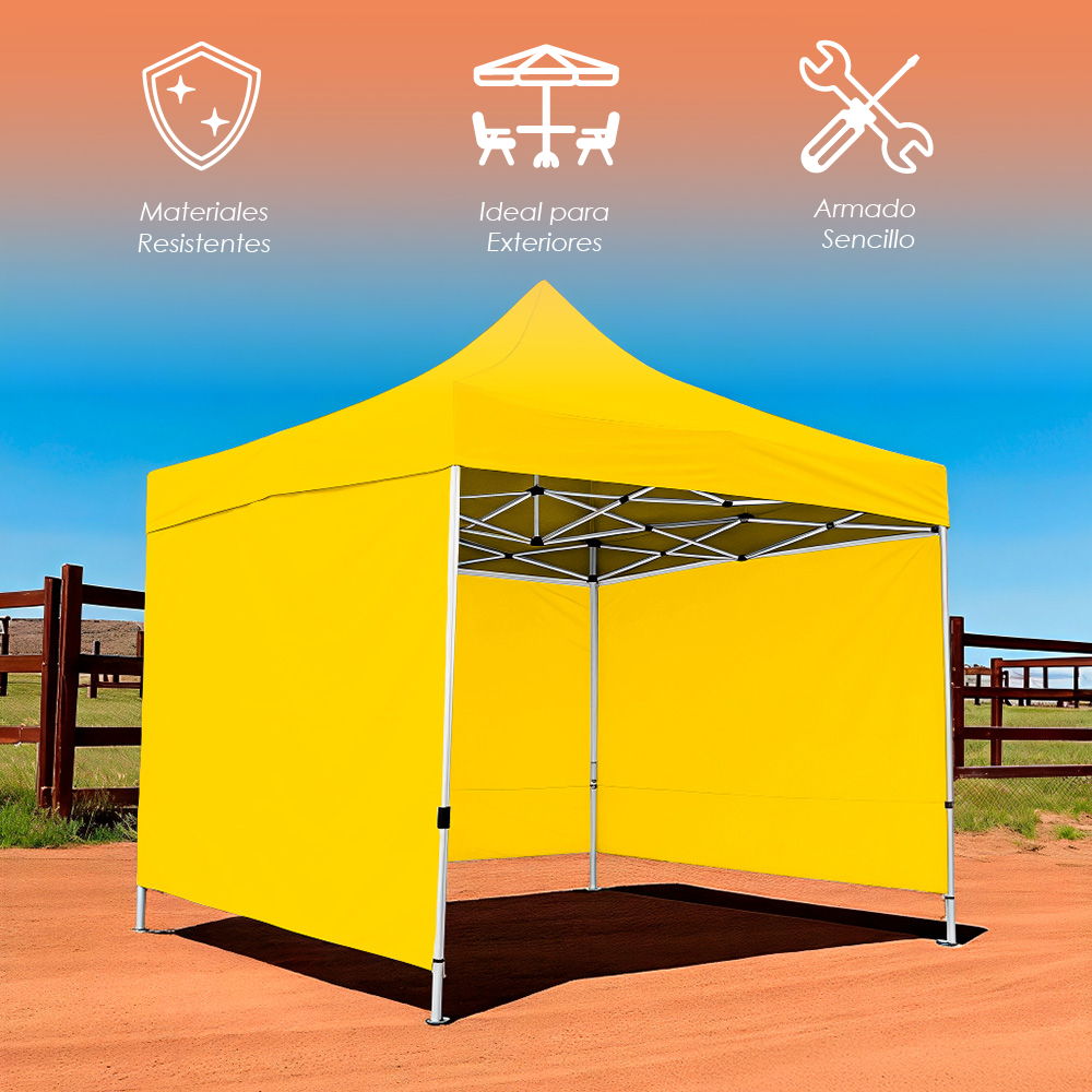 Foto 6 pulgar | Ilios Innova | Toldo Plegable Amarillo 2x2 Con Paredes Laterales  Impermeable  Velcro De Ajuste  Ideal Para Exterior.