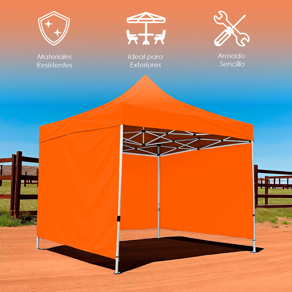 Foto 6 pulgar | Ilios Innova | Toldo Plegable Naranja 2x2 Con Paredes Laterales  Impermeable  Velcro De Ajuste  Ideal Para Exterior.