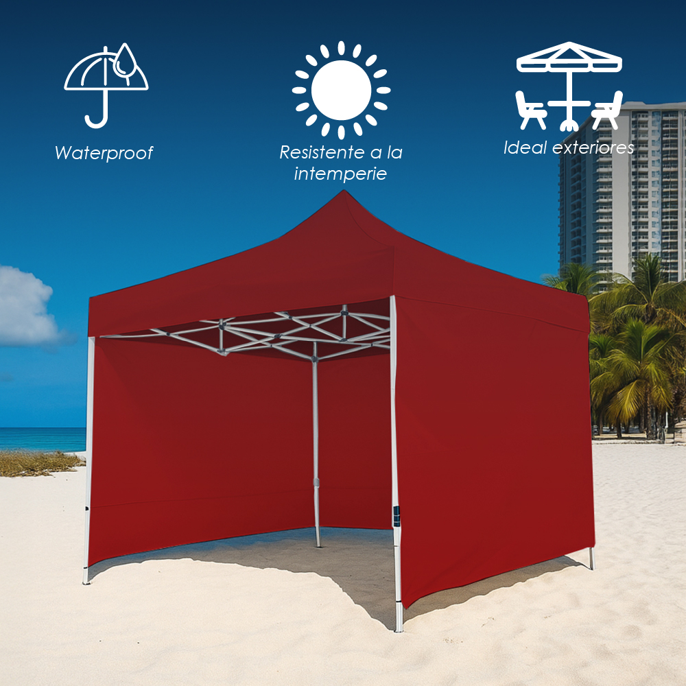 Foto 6 pulgar | Ilios Innova | Toldo Plegable Rojo 2x3 Con Paredes Laterales  Impermeable  Velcro De Ajuste  Ideal Para Exterior.