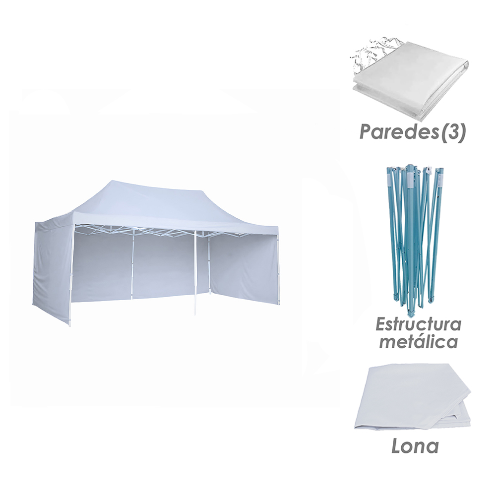 Foto 6 pulgar | Ilios Innova | Toldo Plegable Blanco 3x4.5 Con Paredes Laterales  Impermeable  Velcro De Ajuste  Ideal Para Exterior.