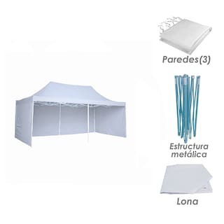 Foto 5 | Ilios Innova | Toldo Plegable Blanco 3x4.5 Con Paredes Laterales Impermeable Velcro De Ajuste Ideal Para Exterior.