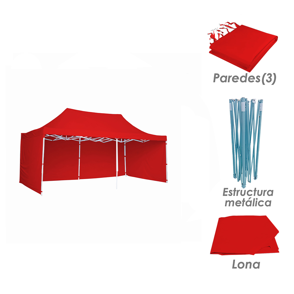 Foto 6 pulgar | Ilios Innova | Toldo Plegable Rojo 3x4.5 Con Paredes Laterales  Impermeable  Velcro De Ajuste  Ideal Para Exterior.