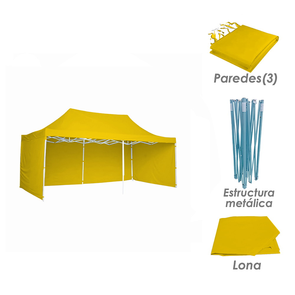 Foto 6 pulgar | Ilios Innova | Toldo Plegable Amarillo 3x4.5 Con Paredes Laterales  Impermeable  Velcro De Ajuste  Ideal Para Exterior.