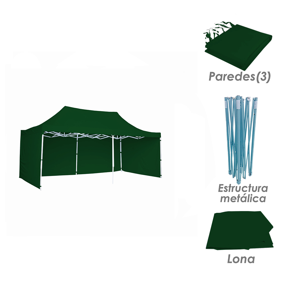 Foto 6 pulgar | Ilios Innova | Toldo Plegable Verde 3x4.5 Con Paredes Laterales  Impermeable  Velcro De Ajuste  Ideal Para Exterior.