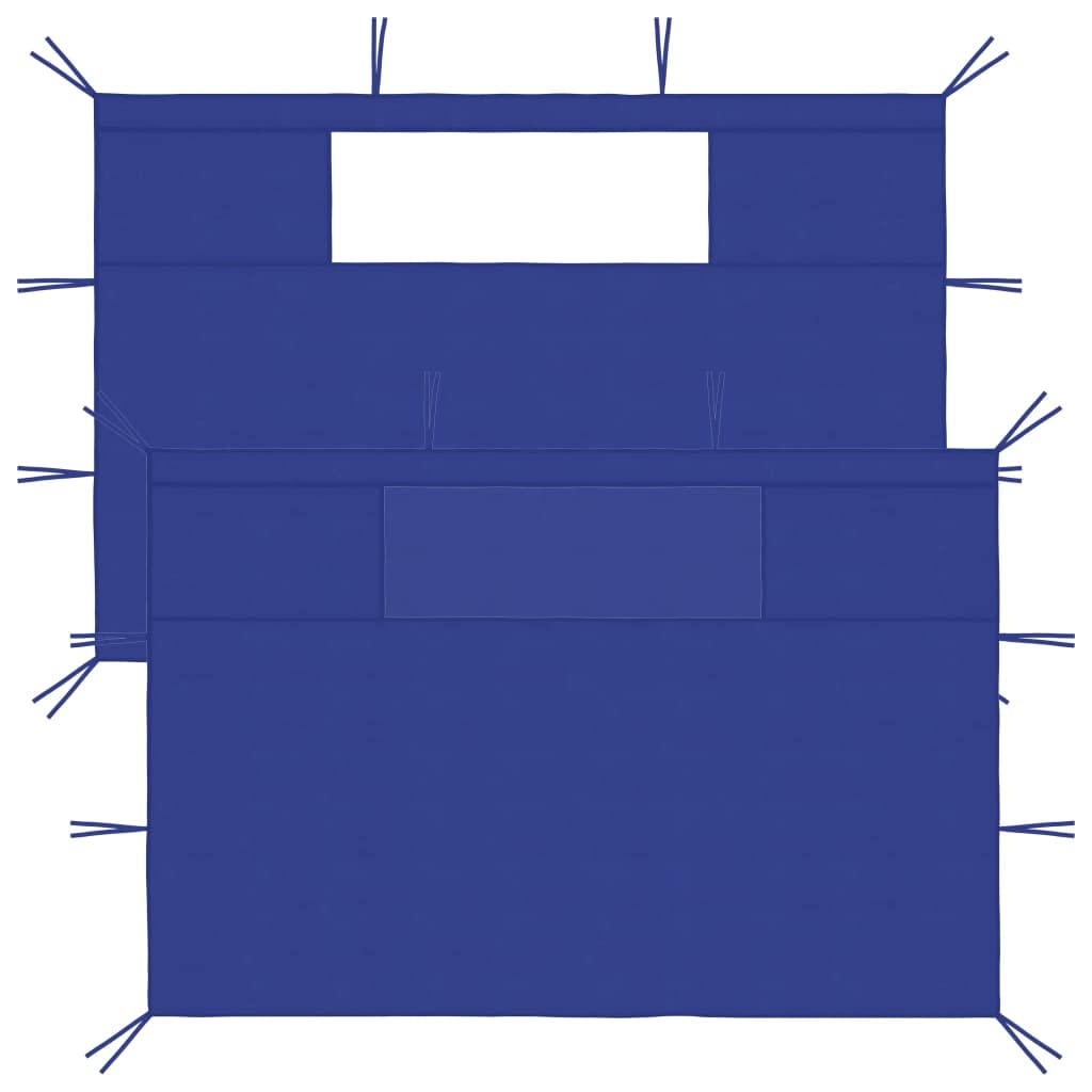 Paredes Laterales Para Gazebo Vidaxl  Color Azul  100% Poliéster  Con Ventanas  2 Unidades - Venta Internacional.
