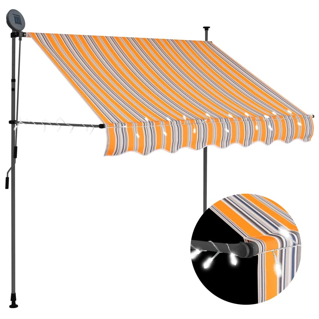 Toldo Vidaxl Retráctil Manual De 2 M Con Luces Led Amarillo/azul - Venta Internacional.