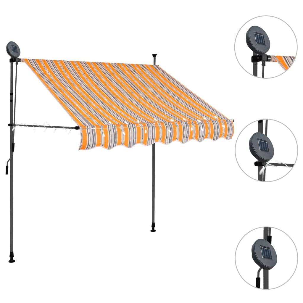 Foto 5 pulgar | Toldo Vidaxl Retráctil Manual De 2 M Con Luces Led Amarillo/azul - Venta Internacional.