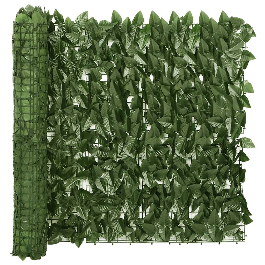 Mampara Balcón Vidaxl Con Hojas De Color Verde Oscuro  600 X 75 Cm  Polietileno - Venta Internacional.