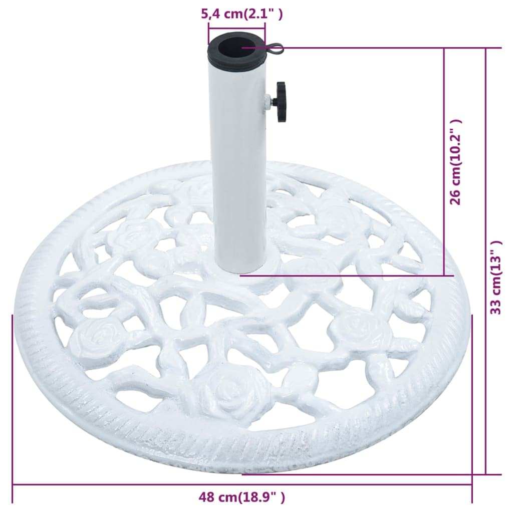 Foto 8 pulgar | Base Redonda Para Paraguas Vidaxl, 12 Kg, Hierro Fundido, Color Blanco, 48 X 33 Cm - Venta Internacional.