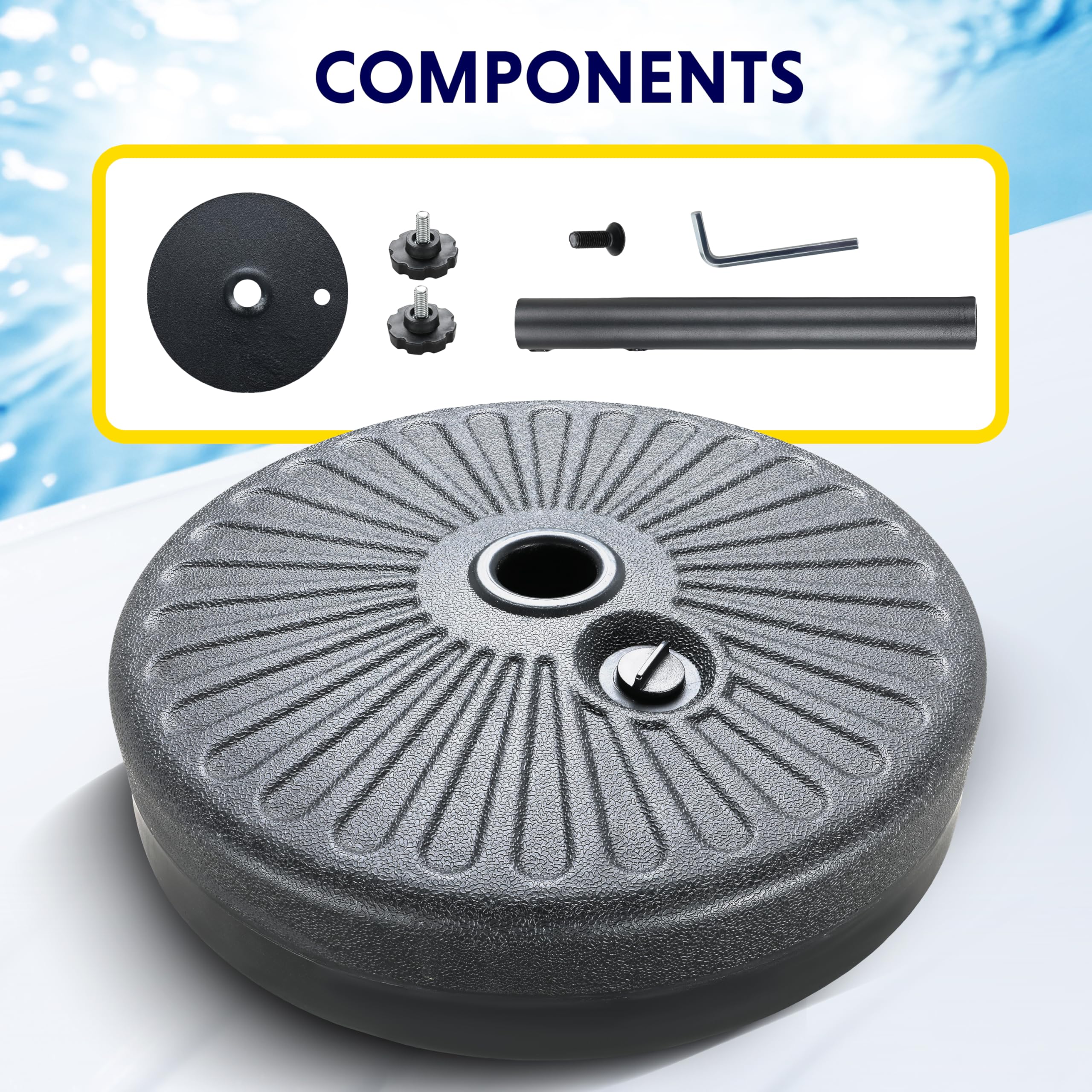 Foto 3 pulgar | Base Para Paraguas Ipower De Plástico Hdpe De 22,68 Kg De Capacidad, Color Negro - Venta Internacional.